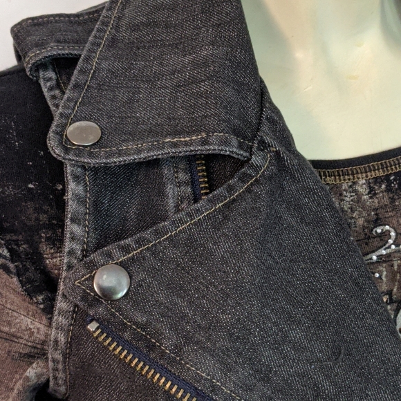 Truth + Pride Black Denim Moto Vest - Picture 3 of 9